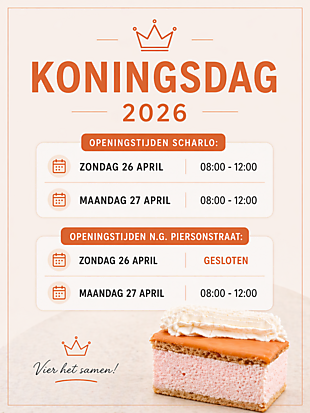 Koningsdag '26 OPENINGSTIJDEN