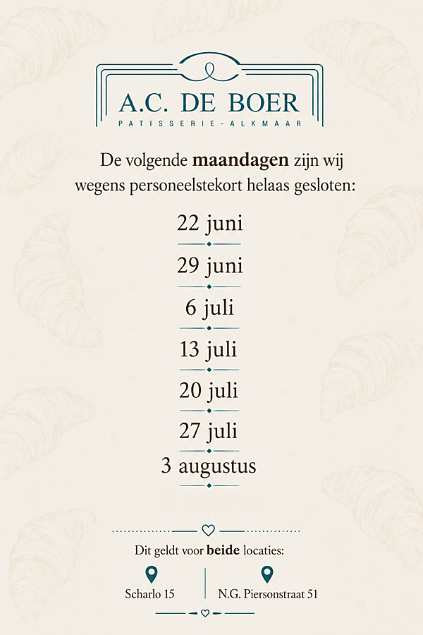 Gesloten maandagen 2026 